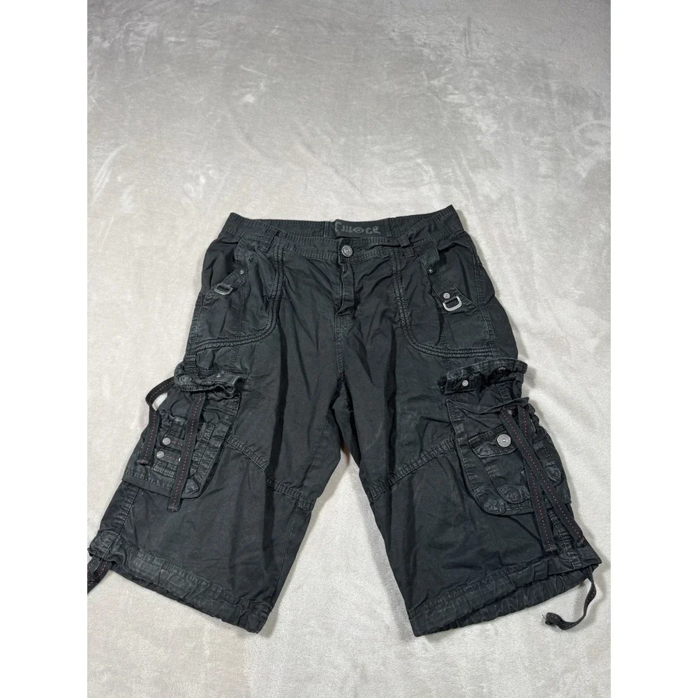 Twice Y2K Cargo Shorts Men's 34 Black Multi-Pocket Baggy Grunge 90s Twoce